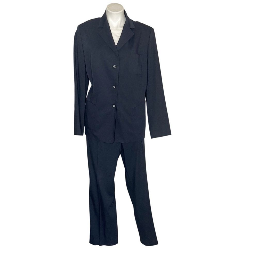 VINTAGE Blue Pantsuit MARCONA Blazer Pants Business Suit Womens Size 14